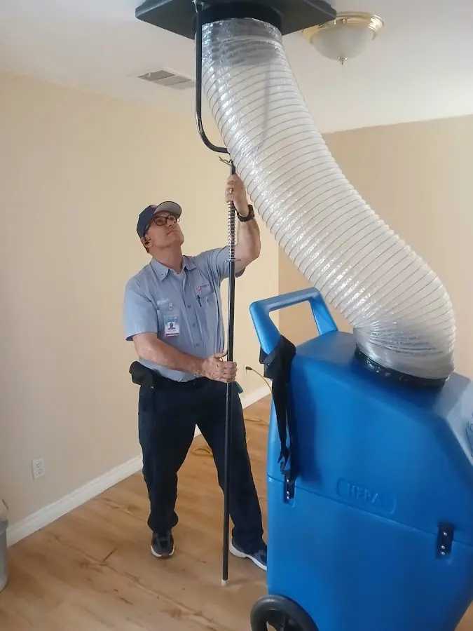 Mini Split Installation technician using HEPA equipment in Bozeman